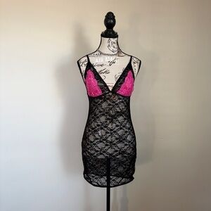 black lace reversible coquette lingerie chemise | y2k, 90’s